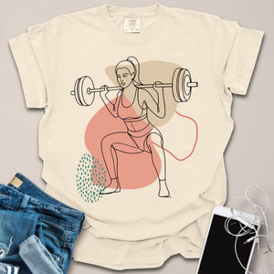 Squatting Girl Abstract Shapes Shirt