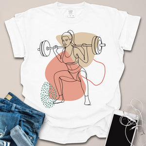 Squatting Girl Abstract Shapes Shirt