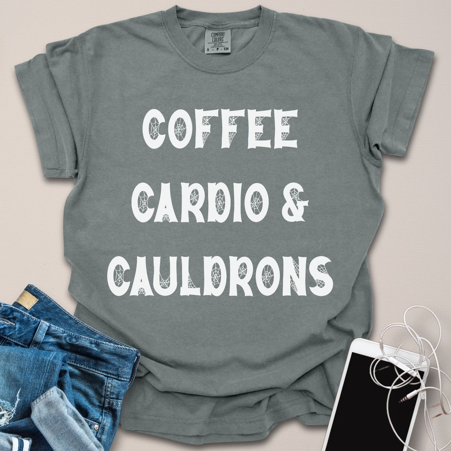 Coffee, Cardio & Cauldrons Halloween Shirt