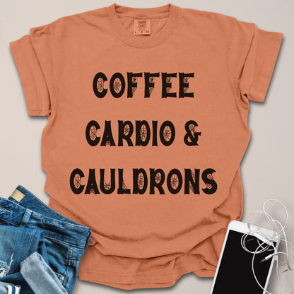 Coffee, Cardio & Cauldrons Halloween Shirt