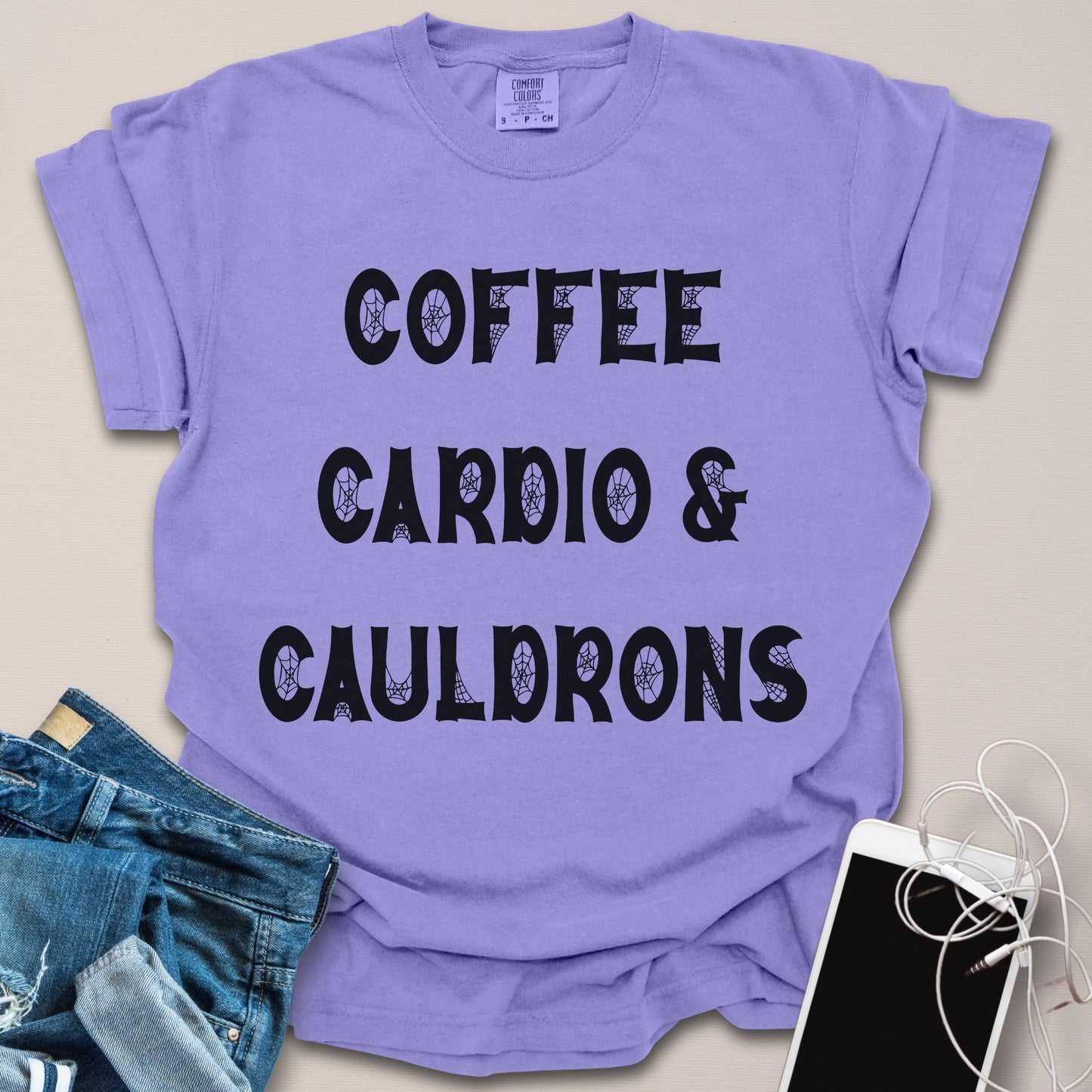Coffee, Cardio & Cauldrons Halloween Shirt