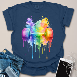 Dumbbell Rainbow Paint Drip Shirt