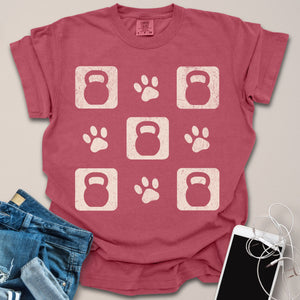 Kettlebell & Paw Print Grid Distressed Shirt