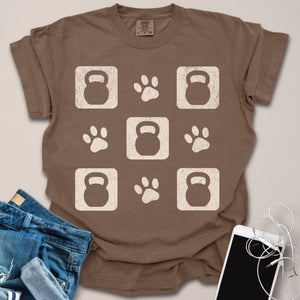 Kettlebell & Paw Print Grid Distressed Shirt