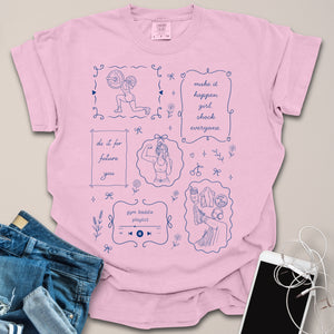 Gym Girl Aesthetic Doodle Shirt