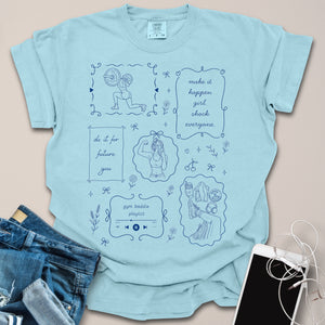Gym Girl Aesthetic Doodle Shirt