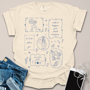 Gym Girl Aesthetic Doodle Shirt