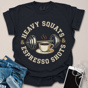 Heavy Squats & Espresso Shots Graphic Shirt