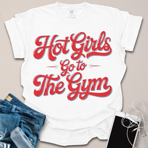 Hot Girls Go To Gym Script Retro Shirt