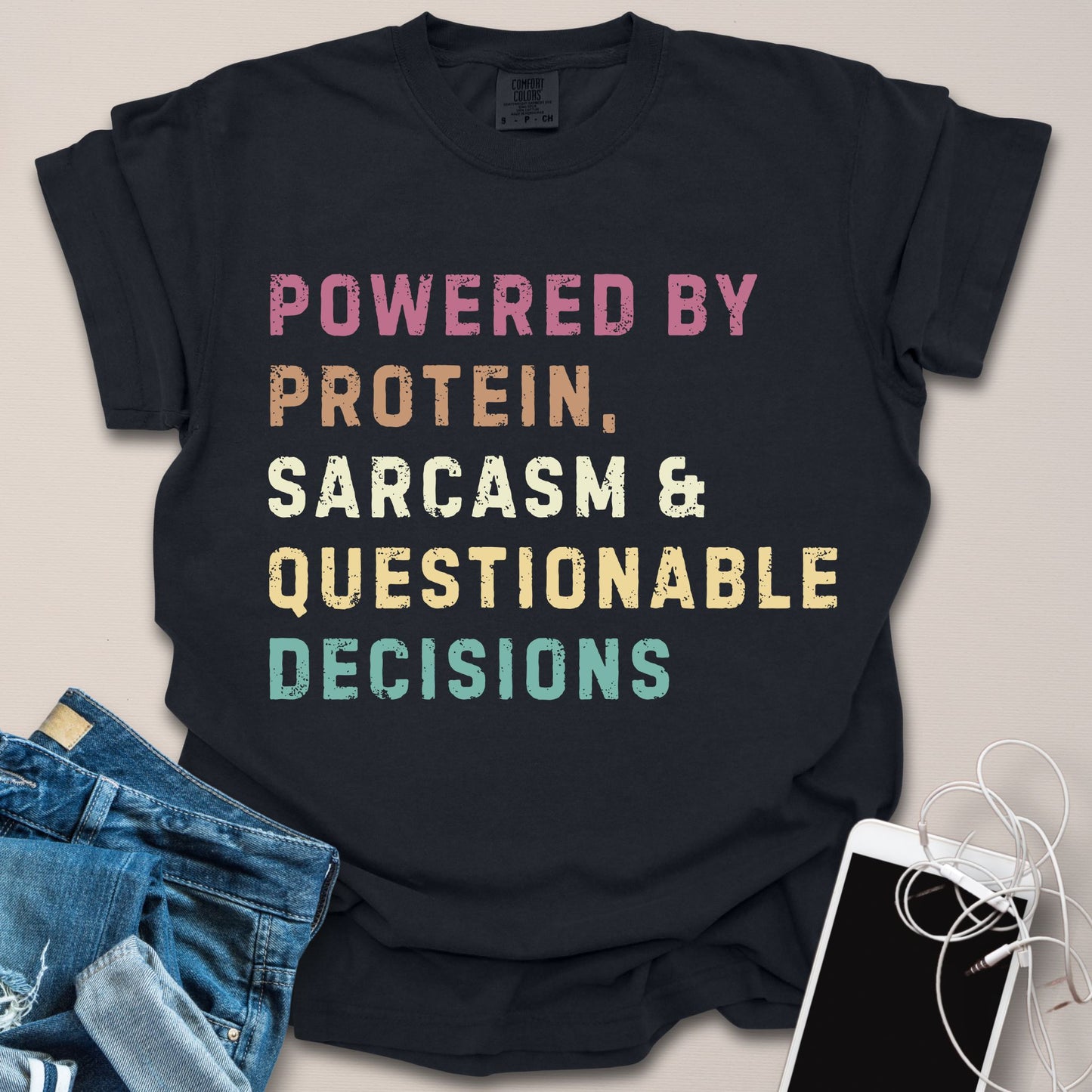 Powered By Protein Funny Gym Shirt