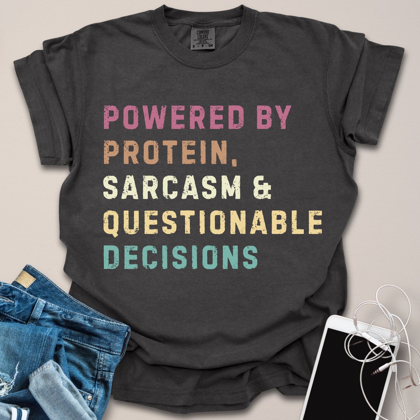 Powered By Protein Funny Gym Shirt