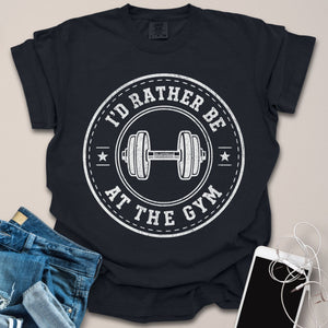 Rather Be at Gym Distressed Badge Shirt