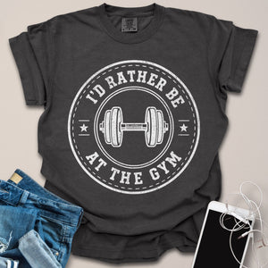 Rather Be at Gym Distressed Badge Shirt