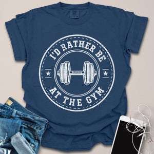 Rather Be at Gym Distressed Badge Shirt