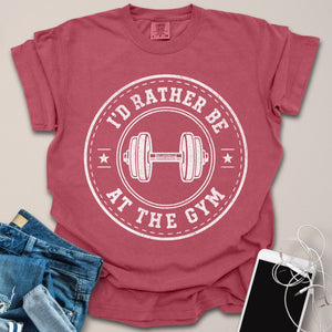 Rather Be at Gym Distressed Badge Shirt