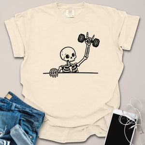 Skeleton Dumbbell Rock On Shirt