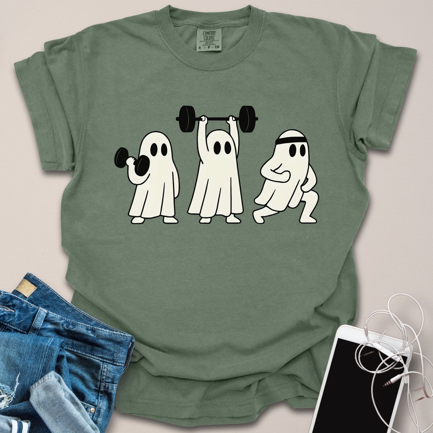 Ghosts Trio Working Out Halloween Shirt
