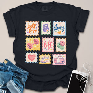 Vintage Stamp Grid Gym Shirt