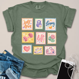 Vintage Stamp Grid Gym Shirt