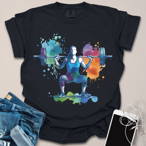 Squatting Girl Watercolor Graphic Shirt