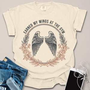 Earned My Wings At Gym Vintage Botanical Shirt