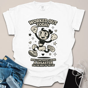 Worked Out Today Rubber Hose Graphic Shirt