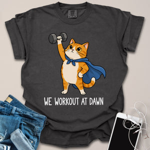 Morning Workout Cartoon Cat Shirt