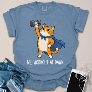 Morning Workout Cartoon Cat Shirt