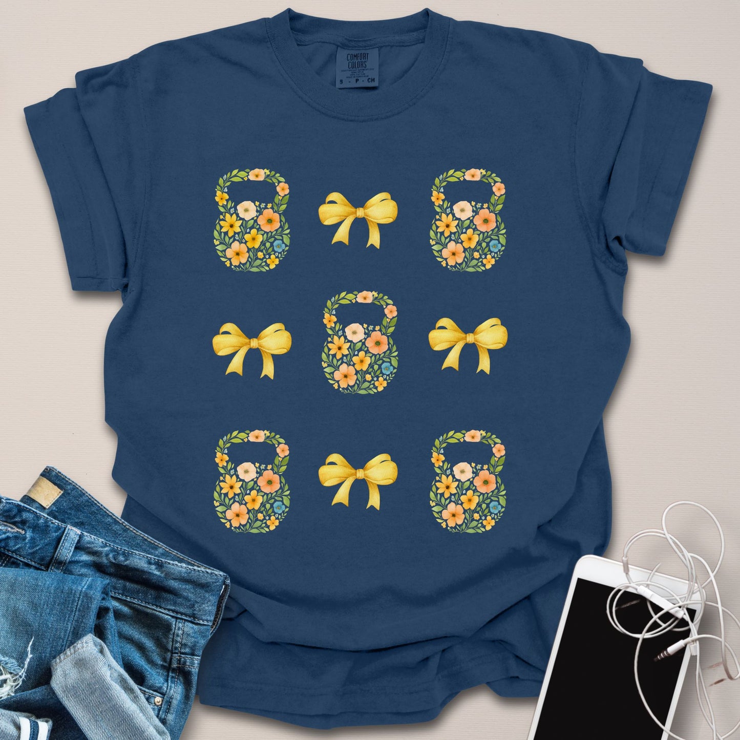 Yellow Coquette Kettlebell Grid Shirt